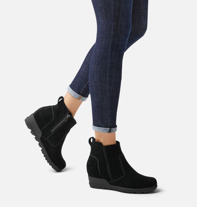 Womens Wedges Black - Sorel Evie™ Bootie - 402861-DJZ